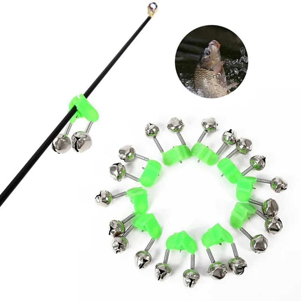 20/50PCS Double Spring Clip Fishing Bells Clip On Plastic Iron Fishing Rod Alarm Bells 46*32mm Lightweight Bite Alarm Bells