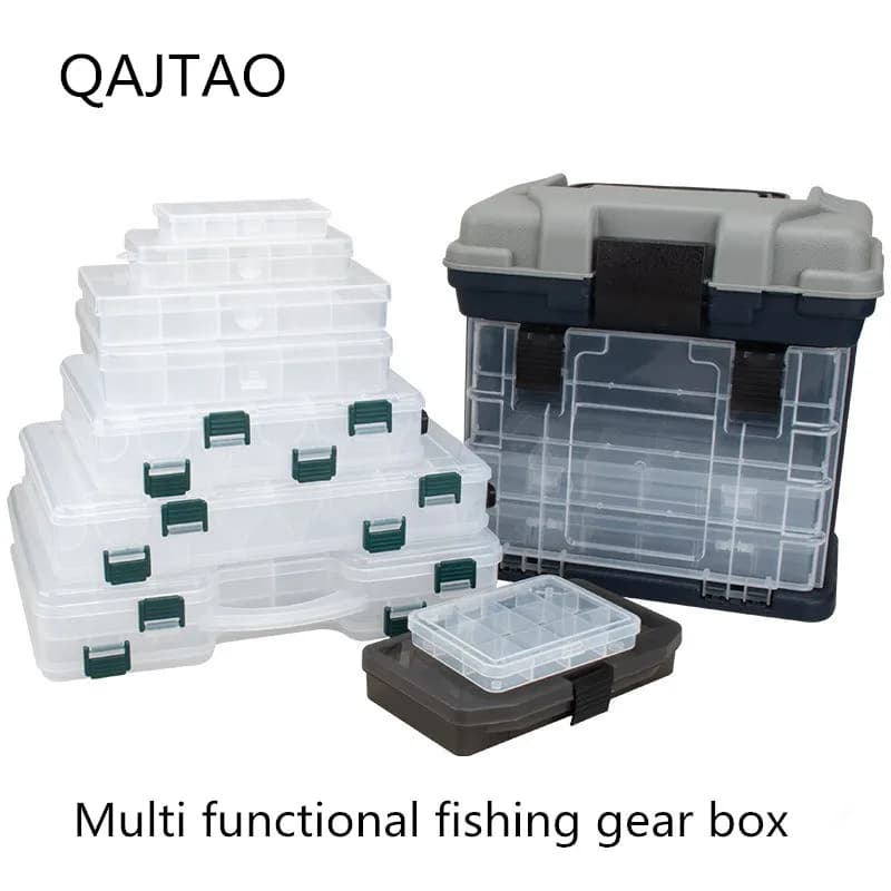 QAJTAO Compartment Double Sided Large Fishing Tackle Box for Storage Big Baits Sea Fishing Lure High Strength Fishing Tackle Box