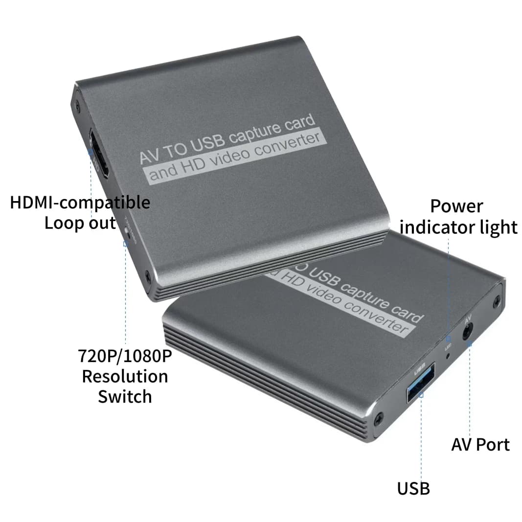 Adattatore compatibile da AV a HDMI e convertitore da VHS a digitale Scheda di acquisizione video USB per VHS/VCR/DVD Risparmia e digitalizzazione di vecchi video