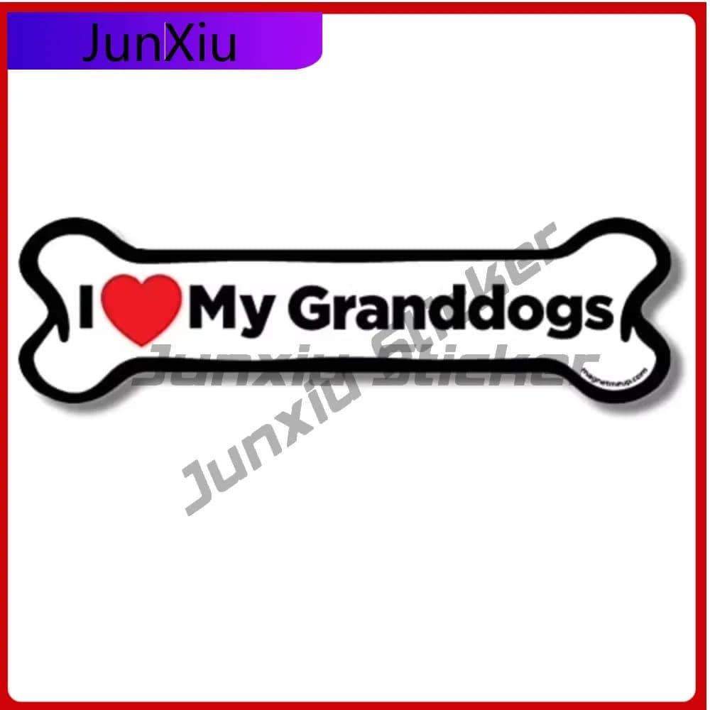 Adesivo decorativo resistente a forma di osso con scritta 'I Love My Granddogs' per auto, camion, SUV, laptop, Windows, alla moda