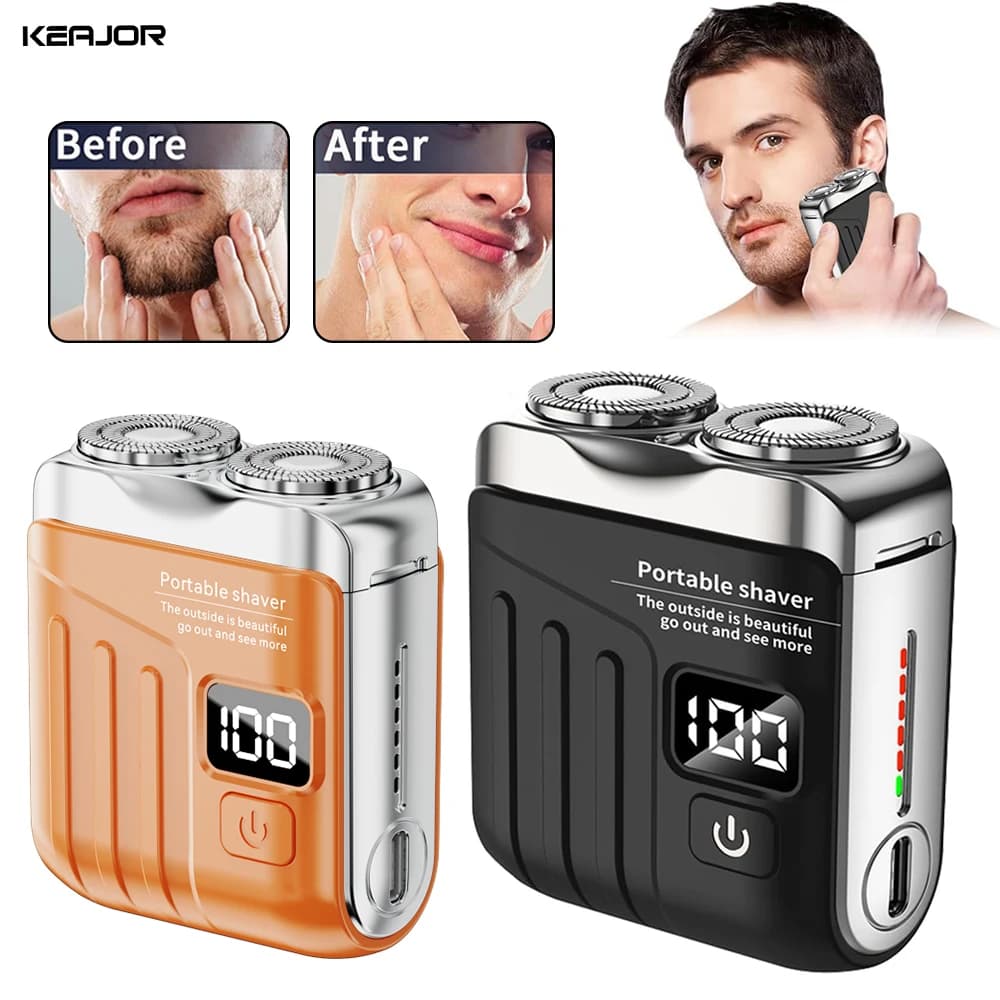 Rasoio elettrico da uomo Barba Trimmer Uso asciutto e bagnato Rasoio a doppia lama USB ricaricabile Mini rasoio portatile per barba per il viso per i viaggi a casa