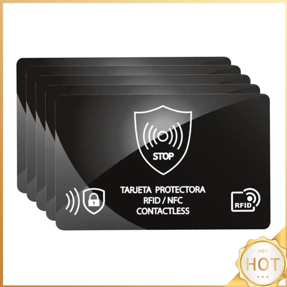 Set di 5 Carte Anti-RFID, Protegge Tutto il Portafoglio, Protettore Portatile per Carte di Credito Ultra Sottile per Porta Passaporto e Borsellino