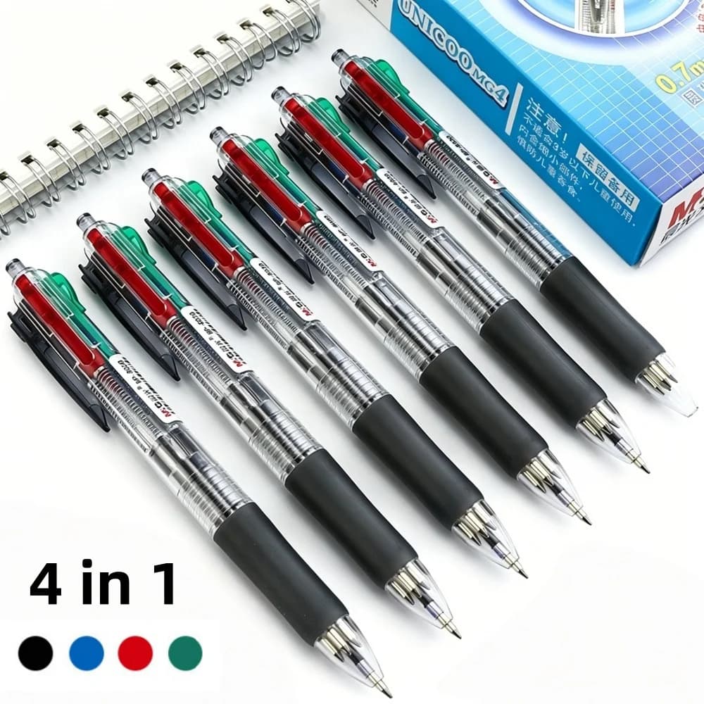M&G 0.7mm Mechanical Ballpoint Pen 4 in 1 Multi-color Retractable Pen Black/Red/Green/Blue Smooth Writing for Student and Office