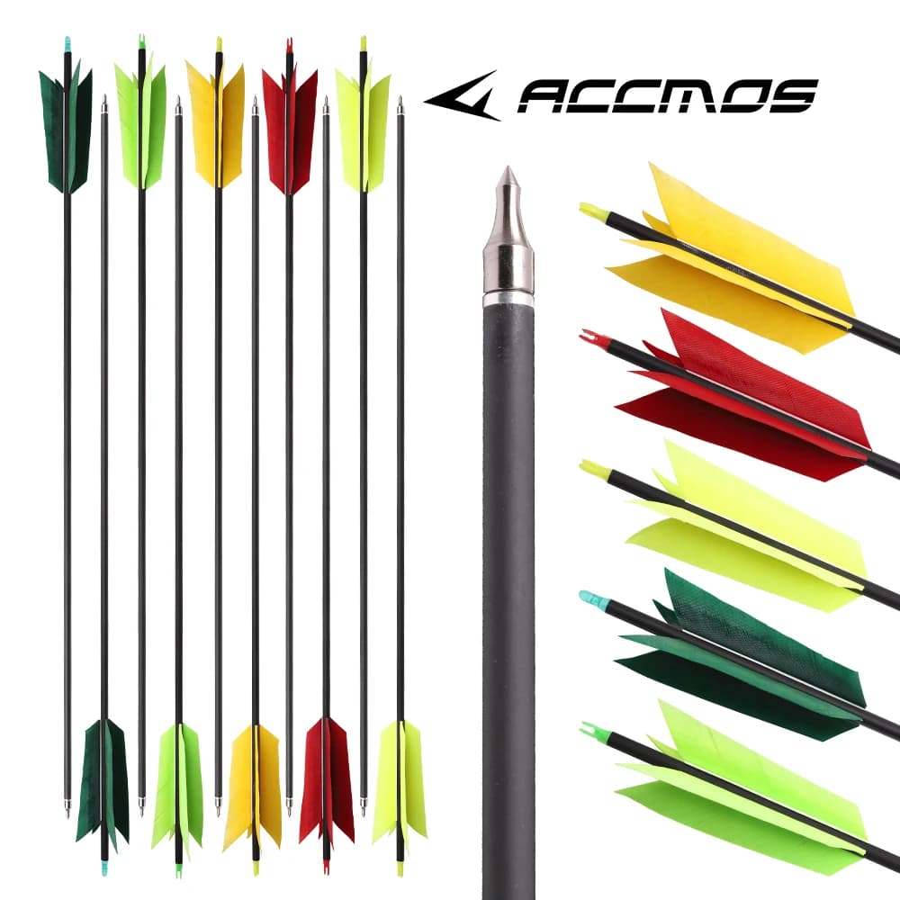 6/12 pezzi mix di tiro con l'arco frecce in carbonio 4 "freccia di piume di tacchino 30" accessorio per tiro al bersaglio da caccia