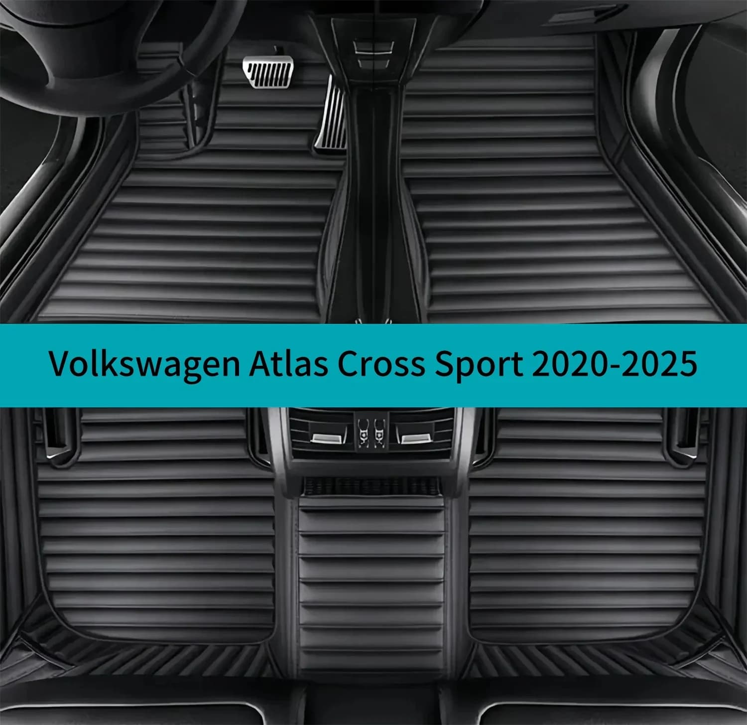 Full Set Car Floor Mats For Volkswagen Atlas Cross Spor Luxury Leather Floor Mats for Cars Mats Carpets Car Accessories