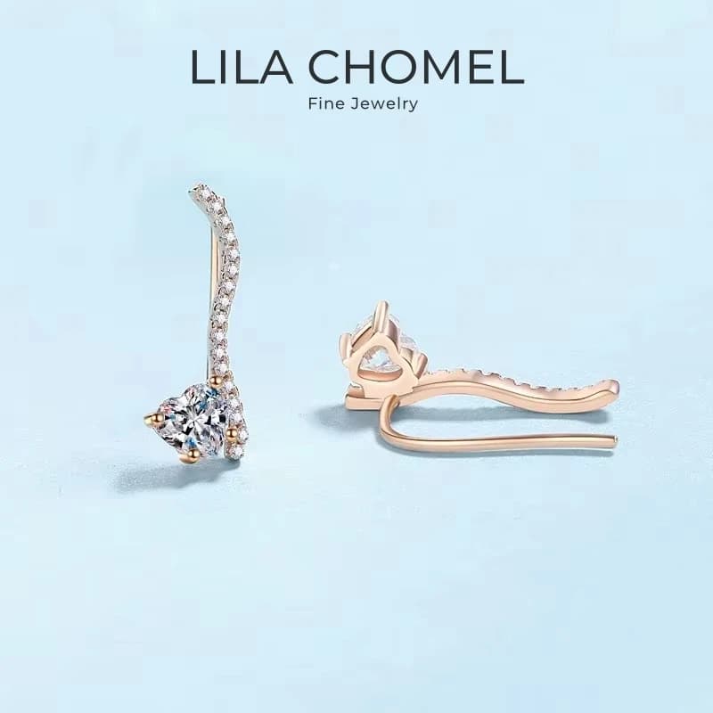 Regalo di Compleanno per Fidanzata, Orecchini a Perno in Oro Rosa 18K per San Valentino, Diamante Moissanite a Cuore 0.5/1CT, per Donne, Matrimoni e Feste