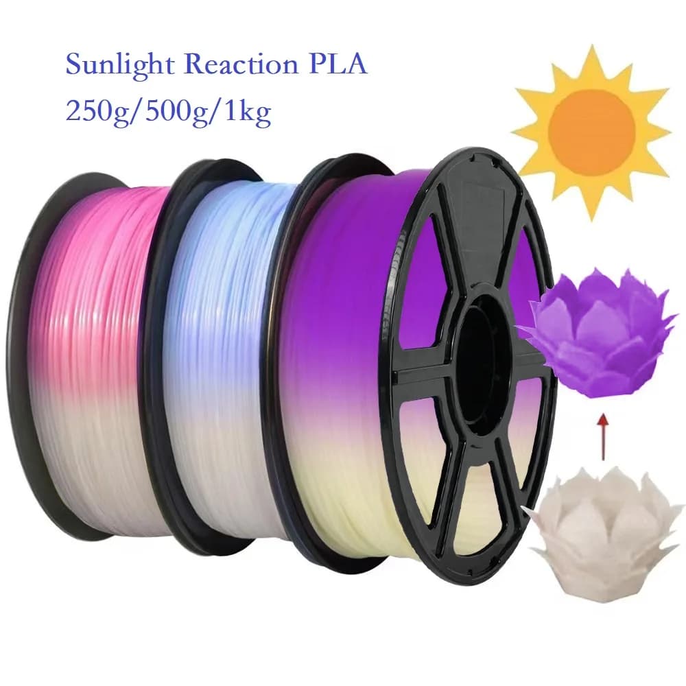 Filament PLA to change color of sunlight 1 kg/500 g/250 g 1.75 mm 3D printer material Filament PLA UV White Pink Blue Purple