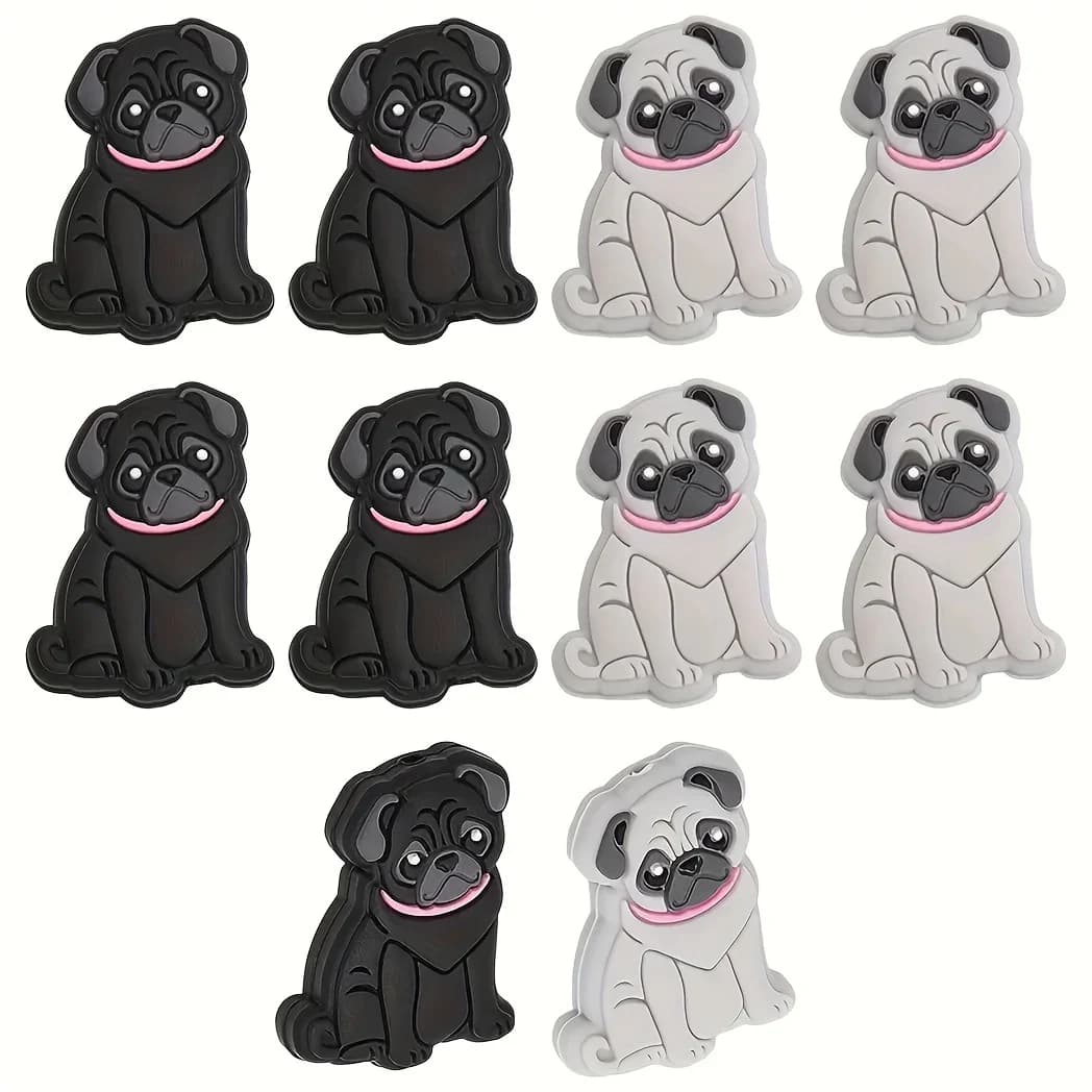 5 pezzi di perline focali in silicone per cani per uso alimentare, accessori decorativi per penne fai da te, creativi per la creazione di gioielli, decorazioni per penne con perline fai da te