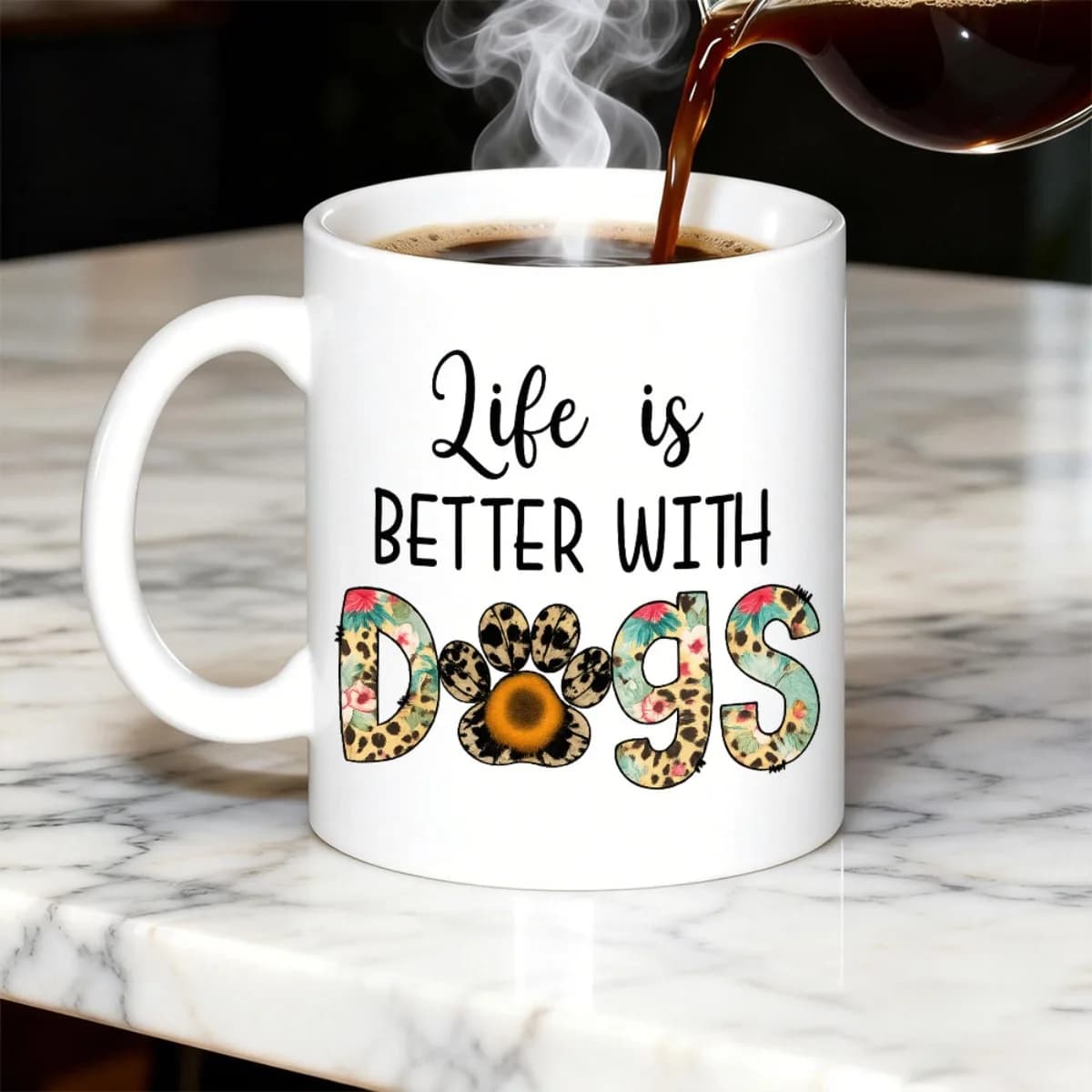 [Home] Tazza da birra da 11 once con design divertente 'Living with a Dog Makes Life Even Better', disponibile in diversi colori, per la famiglia