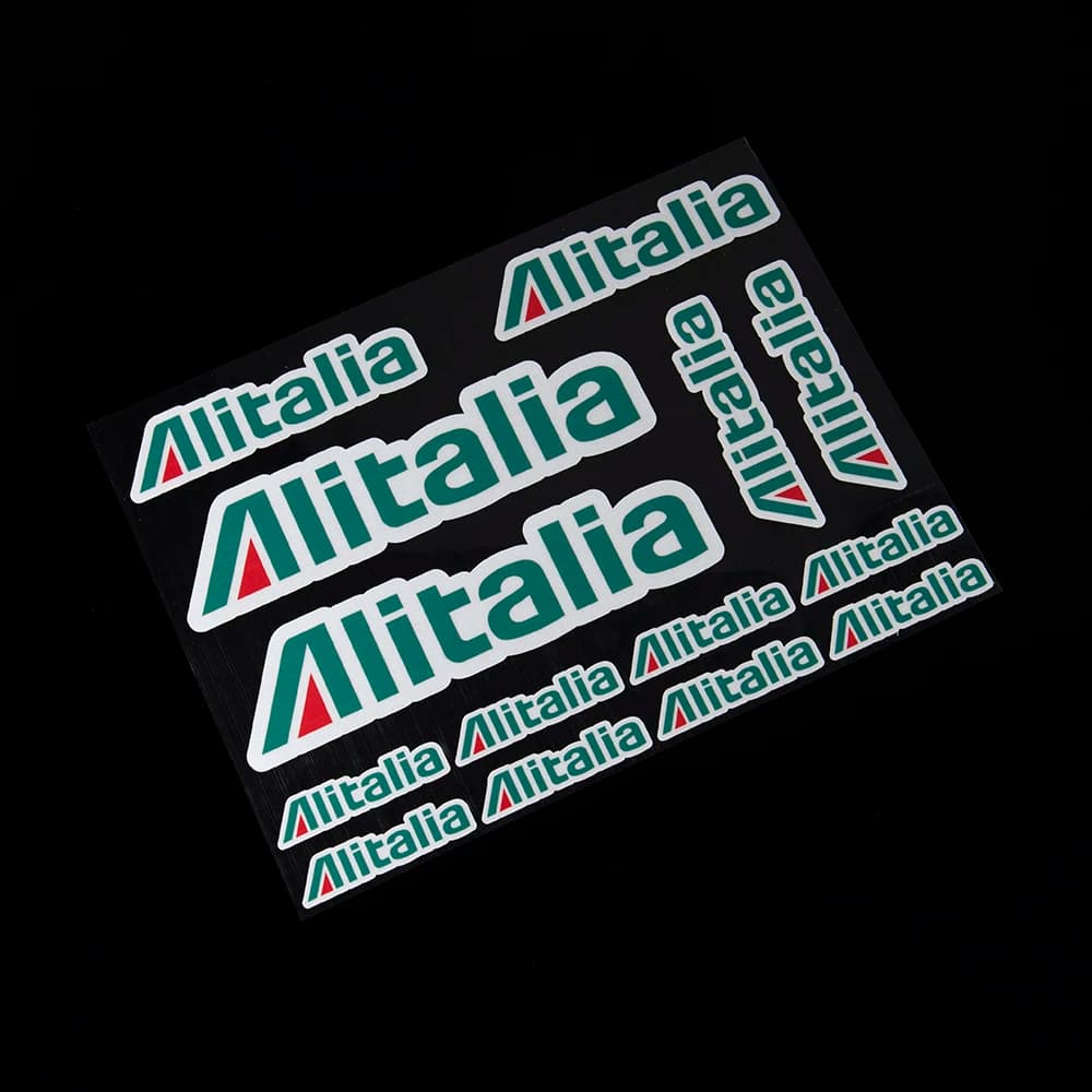14 Pcs ALITALIA Motorcycle Sticker Set Quality Bike Helmet Car Decal Vinyl Graphic Logo Adhesive Kit