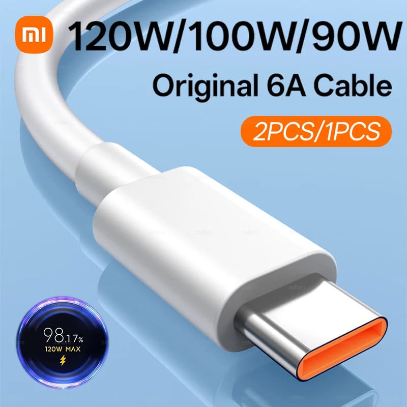 Cavo USB Type-C Originale Xiaomi 120W 6A, Caricabatterie Rapido Turbo 100W 90W per Mi 17 15 14 13 Pro 12 Ultra Poco F7 X7 X8 Redmi Note 14 A5