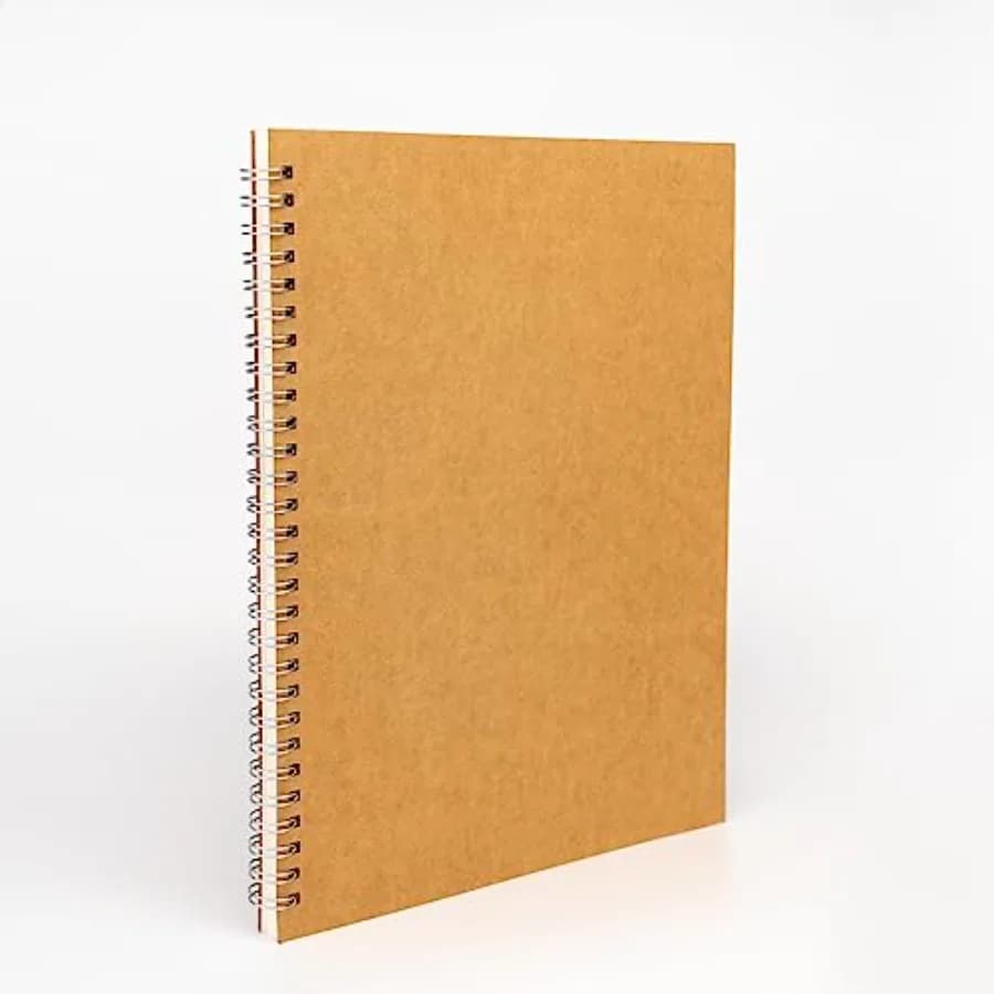 10 inch x 7.5 inch, 100GSM, Blank Spiral Notebook, 1-Pack, Soft Cover, Sketch book, 120 Pages/ 60 Sheets, Brown