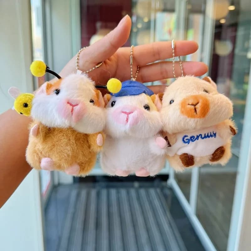 Simpatico ciondolo porcellino d'India portachiavi bambola di peluche animali di peluche cartone animato capibara portachiavi ciondolo borsa regali di gioielli di compleanno per bambini