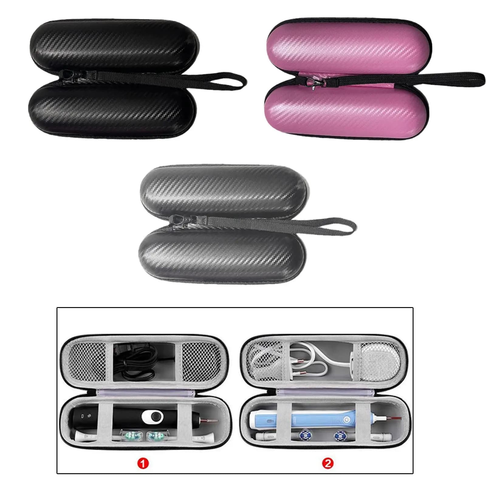 Toothbrush Travel Case with Lanyard Carrier Easy to Carry Fits Most Electric Toothbrush Storage Holder Bag EVA Hard Shell Case