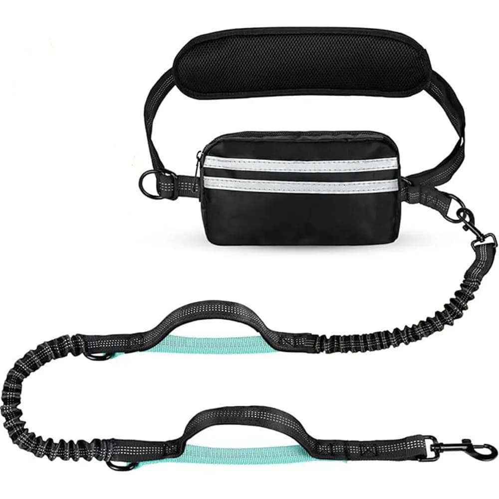 Racer for Dogs with Reflective Strip and Pocket with Hinge, Guinzaglio Retractable for Strollers, Padded Handles, Adjustable Belt
