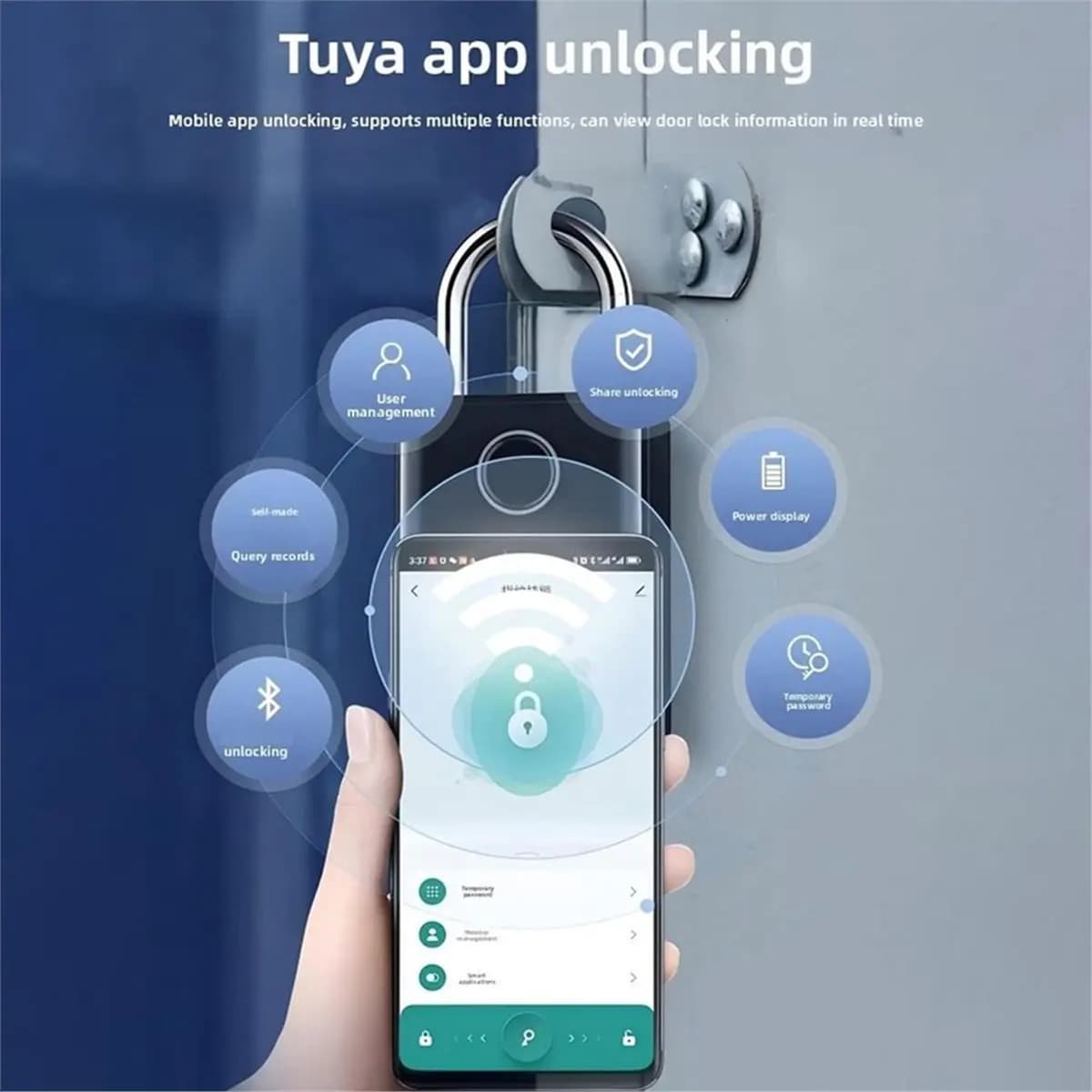 Tuya Smart Door Lock Fingerprint Padlock Password APP Card Key Unlock Smart RFID Electronic Lock for Outdoor