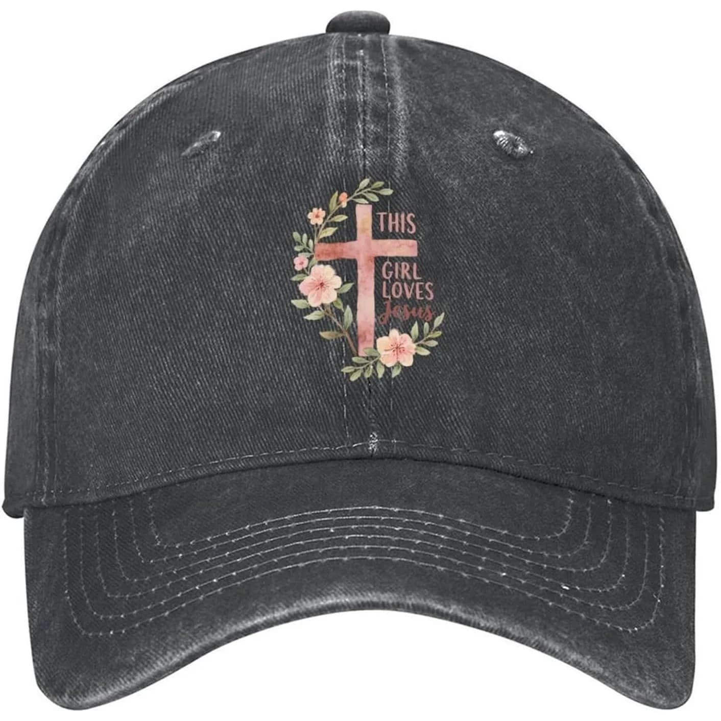 This Loves Jesus Cute Christian Jesus Unisex Washed Denim Cap Baseball Hat