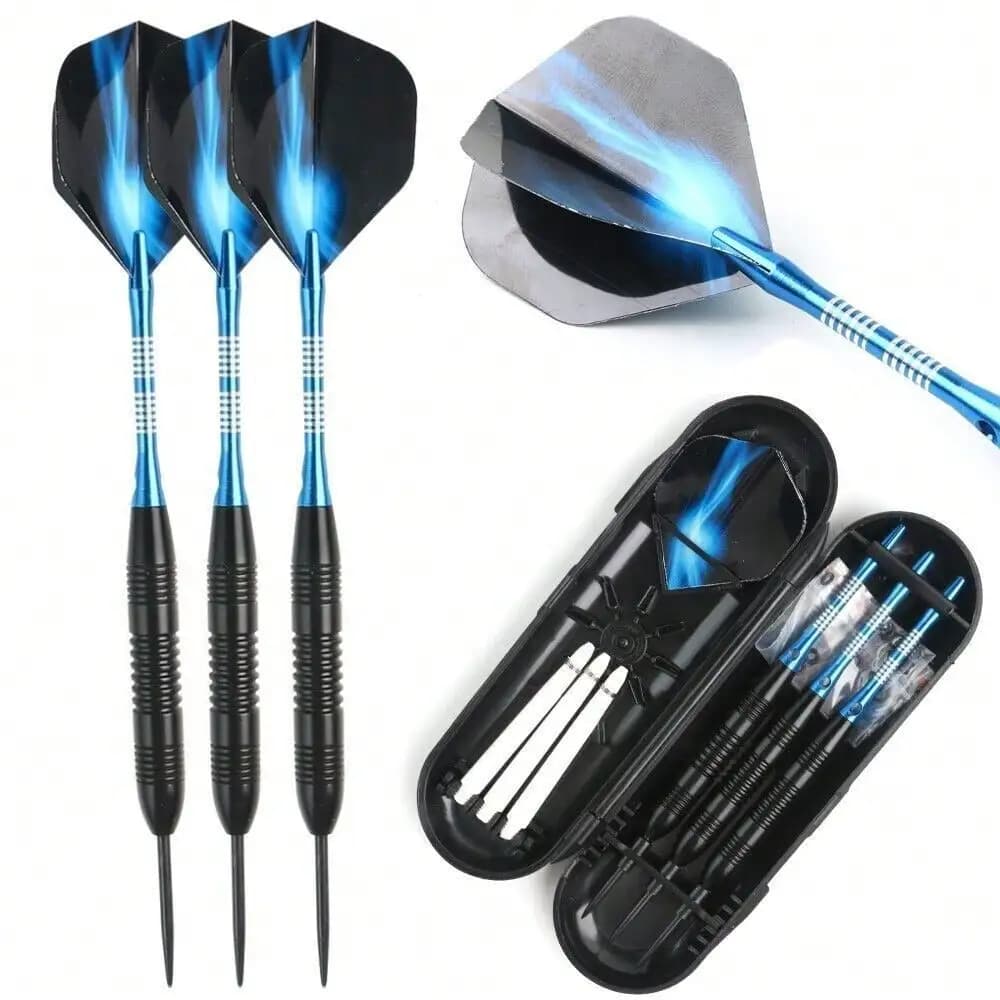 3Pcs Steel Tip Darts, Professional 23 Grams Metal Dart Set Premium Aluminum Shaft,Flight Protector Dart Board Kit Accessories With Case