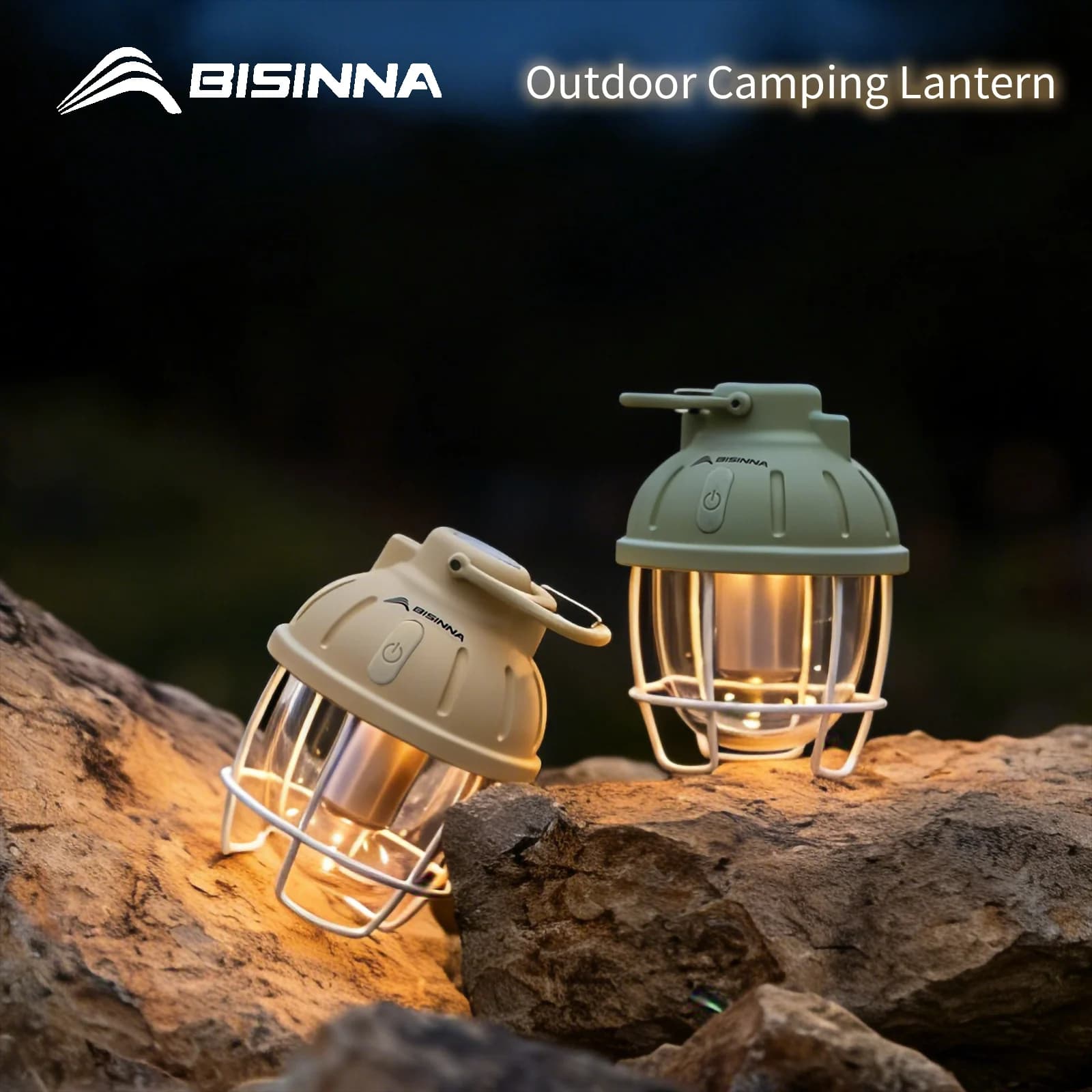 BISINNA Camping Lantern 1800mAh 130Lumens Waterproof Rechargeable Portable Tent Lamp for Emergency Outdoor Hiking