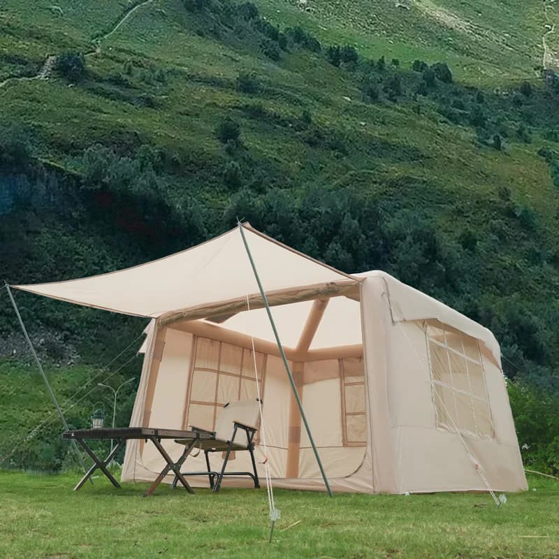 Tenda Gonfiabile Impermeabile Quattro Stagioni 420D Oxford per 2-4 Persone, Montaggio Facile con Pompa, Anti-muffa e Anti-batterica per Campeggio