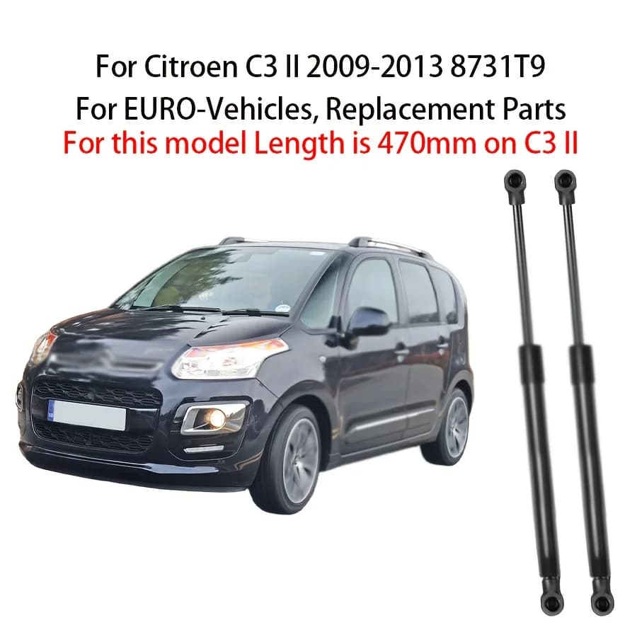 2pcs Rear Boot Tailgate Gas Struts for Citroen C3 II 2009-2013 8731T9 Lift Supports