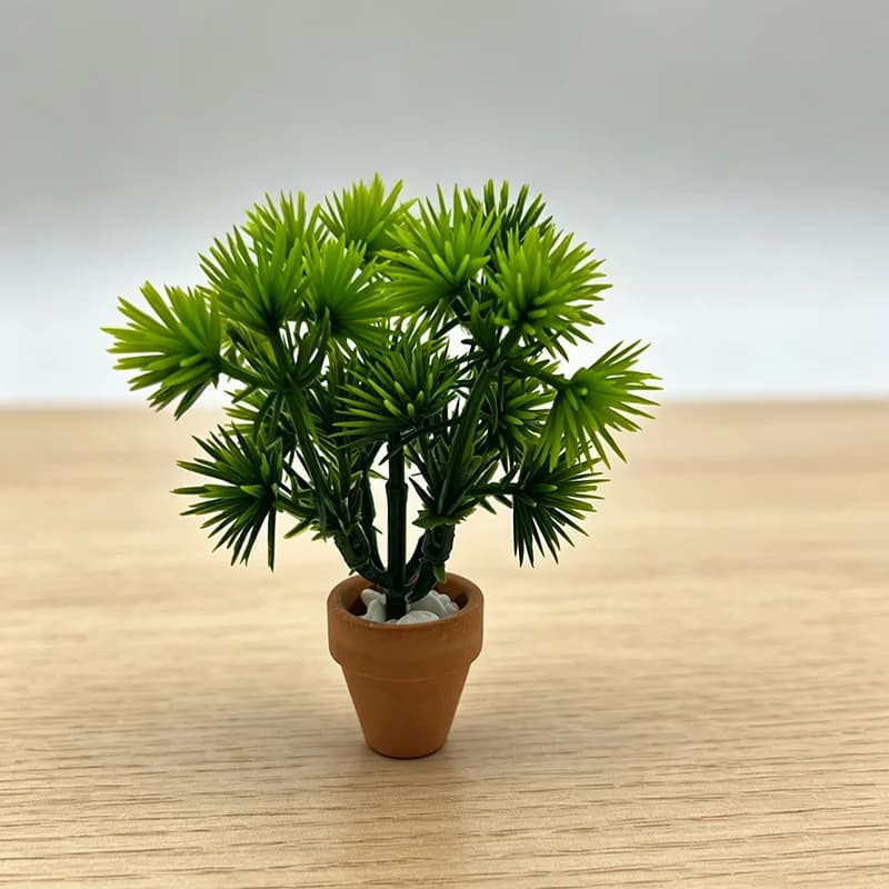 Mini Pianta in Vaso con Aghi di Pino, Accessorio in Miniatura per Casa delle Bambole, Decorazione Fai-da-Te per Scrivania e Casa