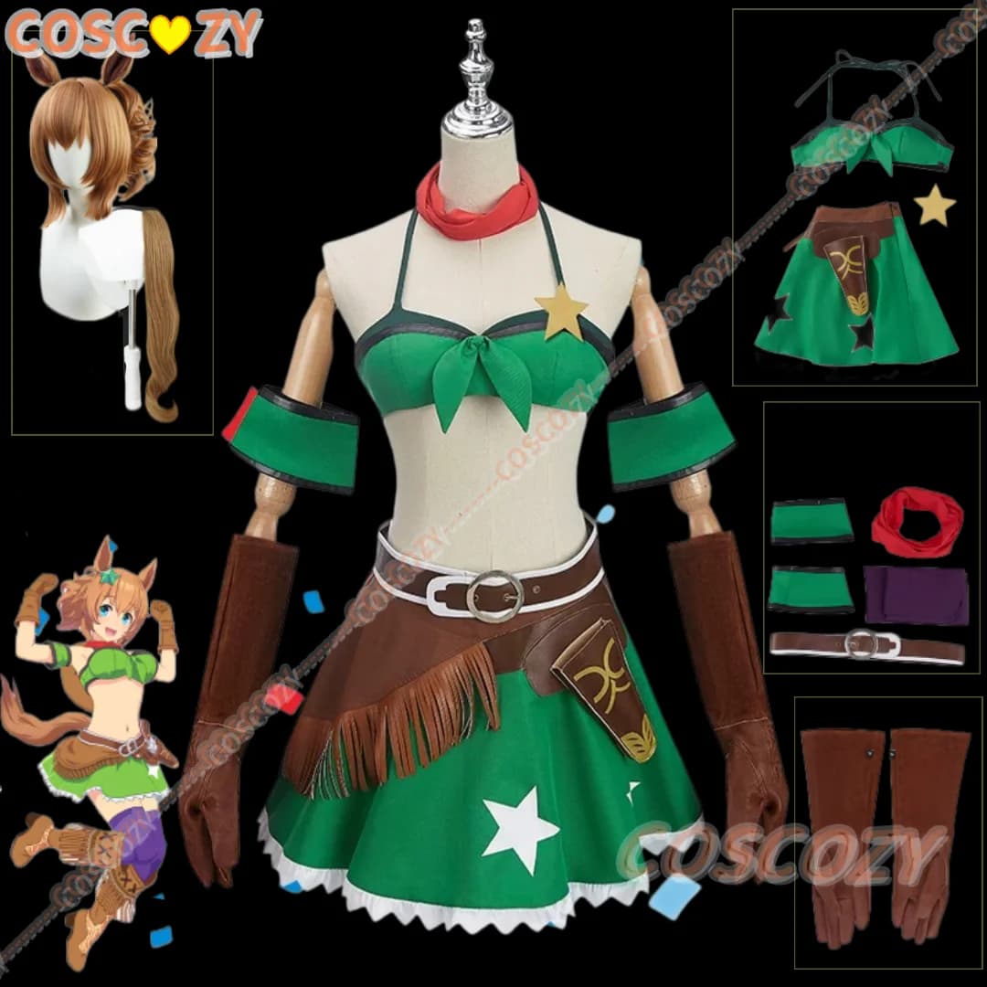 Costume Cosplay Anime Uma Musume Pretty Derby Taiki Shuttle con Parrucca e Accessori per Capelli per Carnevale, Halloween, Feste di Natale per Donne