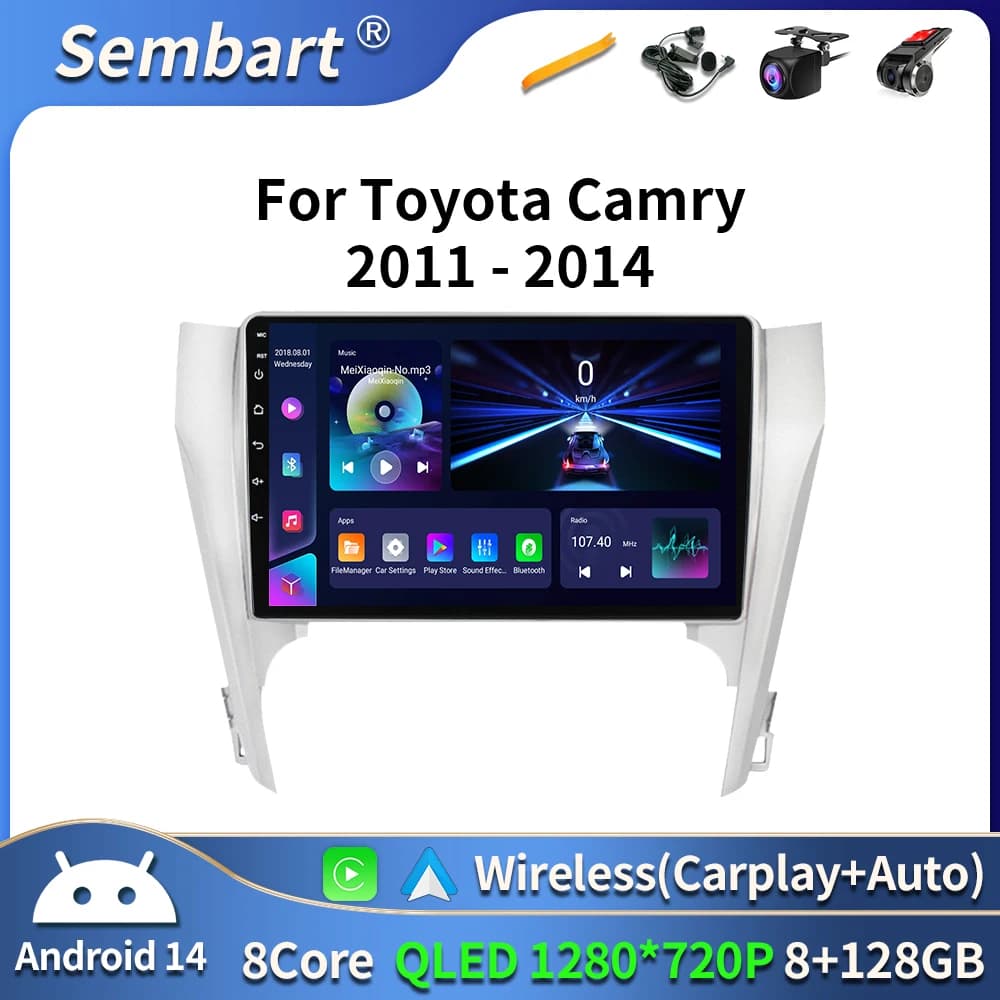 Android 16 For Toyota Camry US 2011 - 2014 QLED Android Car Radio Multimedia Video Player GPS Stereo CarPlay 4G Head Unit DSP BT