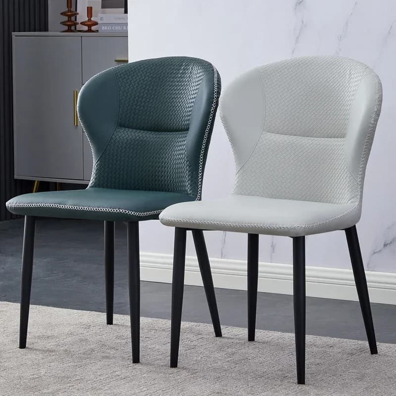 L # Modern Furniture Upholstered Metal Leg Dining Room Chair Luxury Pu Leather Dining Chairs