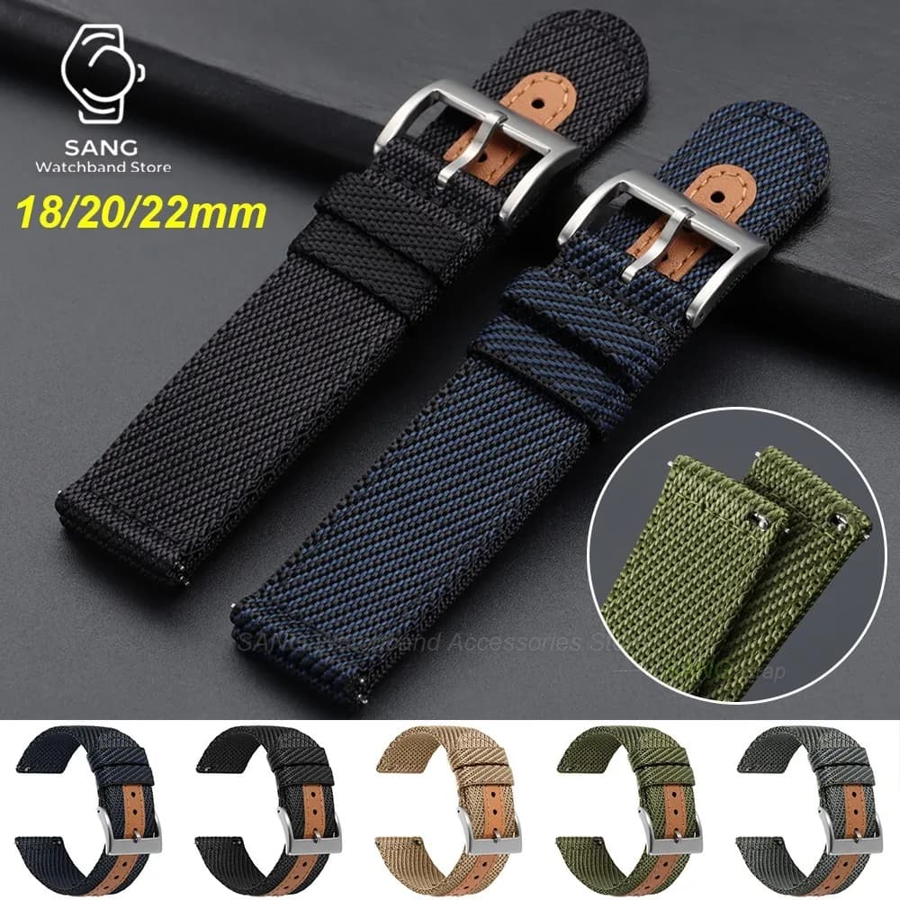 18mm 20mm 22mm Quick Release Nylon Canvas Watch Strap for Men Women Soft Woven Sport Watch Band for Samsung Smartwatch Wristband