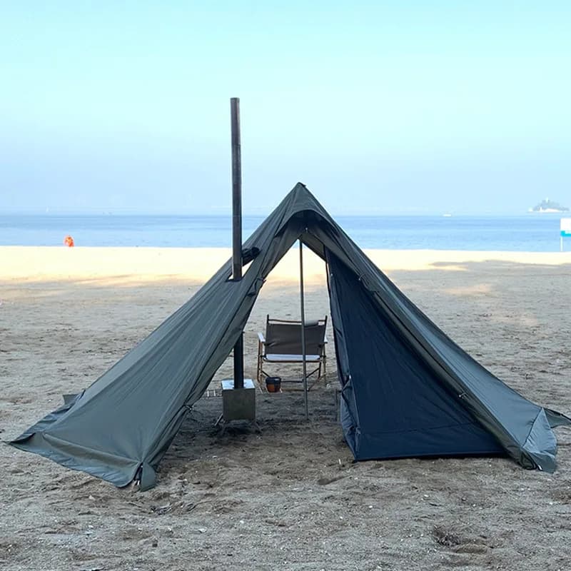 Tenda Indiana da Campeggio per Esterni, Tenda Primaverile e Autunnale con Stufa a Legna Integrata, in Poliestere Ignifugo Disponibile