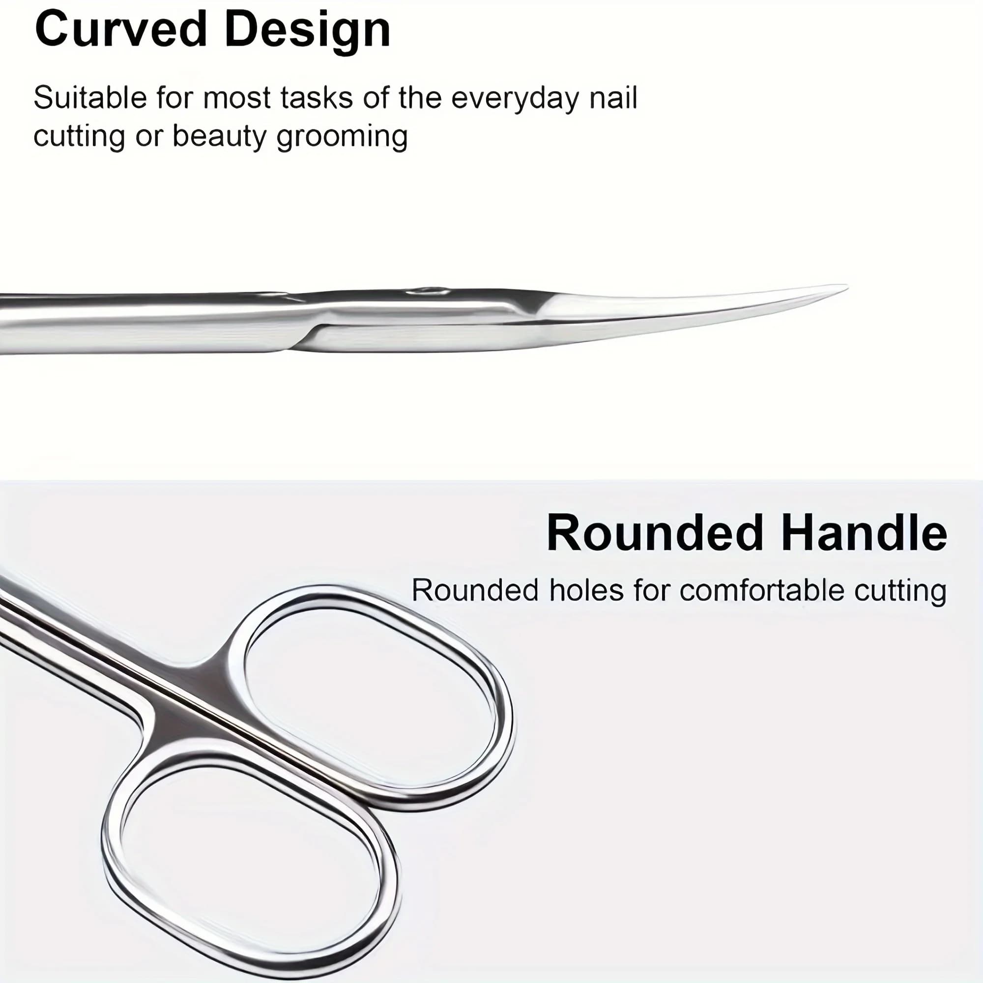 Curved nose hair scissors Small scissors for beard grooming, eyelashes, eyebrow scissors to cut ear hair - Professional Stainl