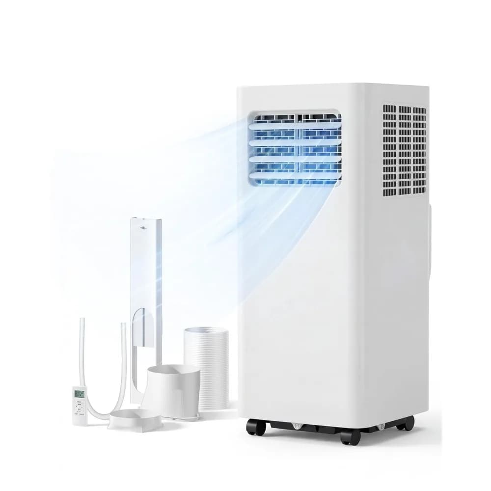 Condizionatore d'Aria Portatile 8000 BTU, 3-in-1 Raffredda 350 Piedi Quadrati, AC Silenzioso con Ventilatore e Deumidificatore, Display LED, Telecomando, Personalizzabile