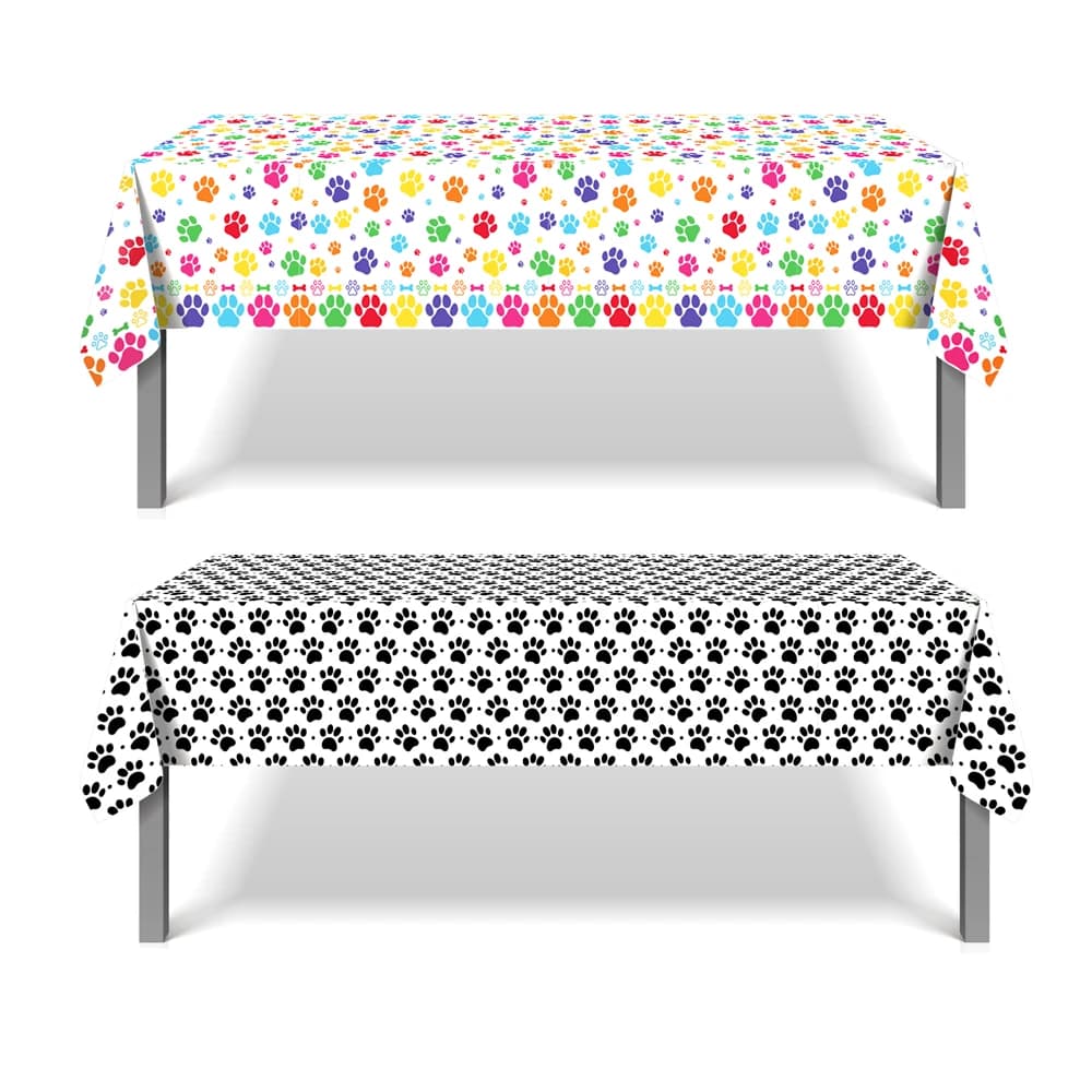 130*220 cm Cartoon Pet Dog Paw Print Festa di compleanno Tovaglia usa e getta Baby Shower Party Camp Fondali Tovaglie Forniture