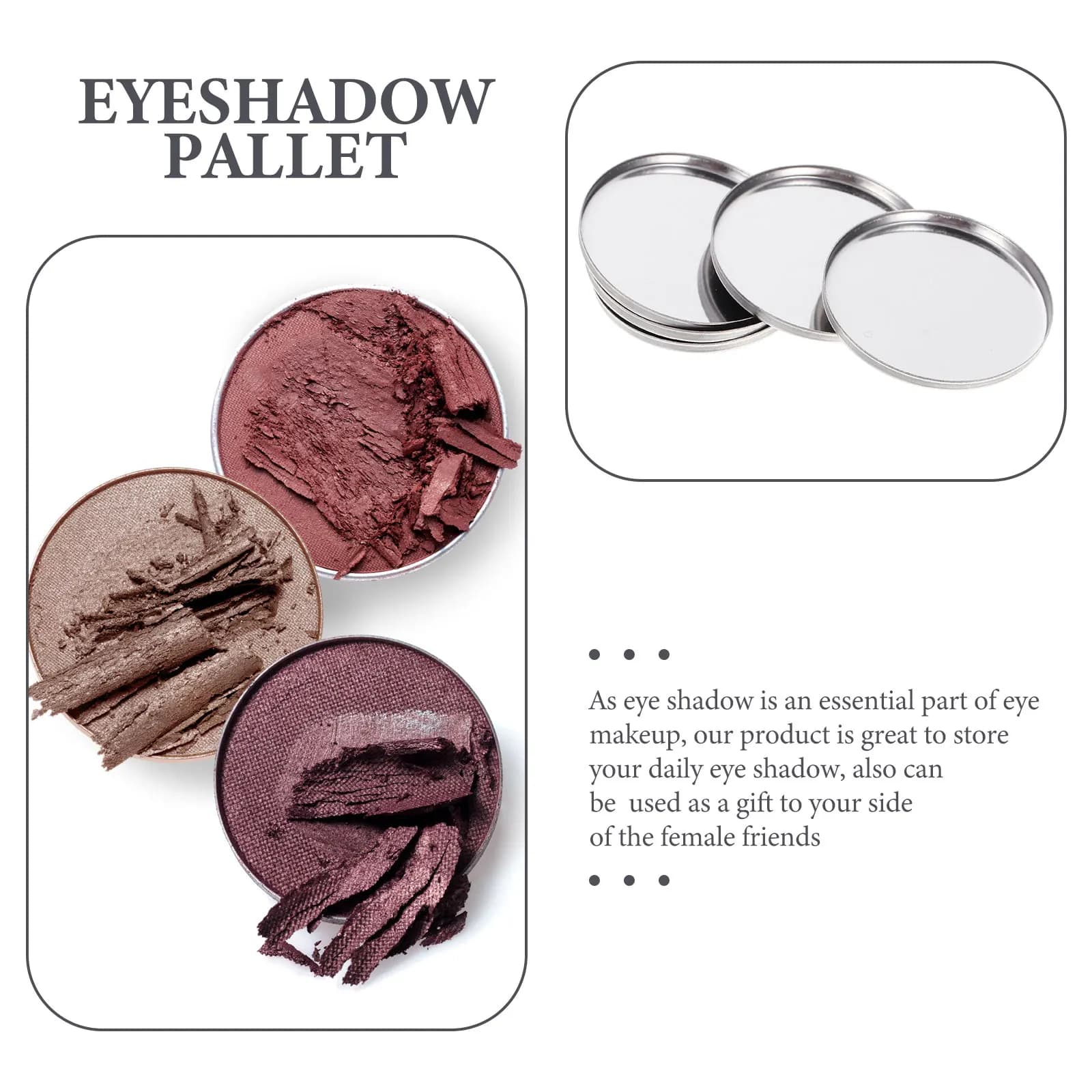 20 pcs flat shade palette stainless steel mascara durable metal pans safe travel daily container for makeup at home gift