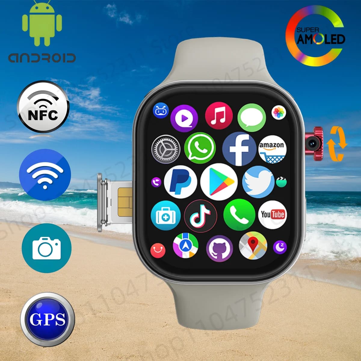 ZestBolt VP99 Smartwatch Donna 2.29 pollici Amoled Smart Watch 1380Mah Batteria Bussola NFC 32GB di RAM 256GB di archiviazione ROM Chiamate globali