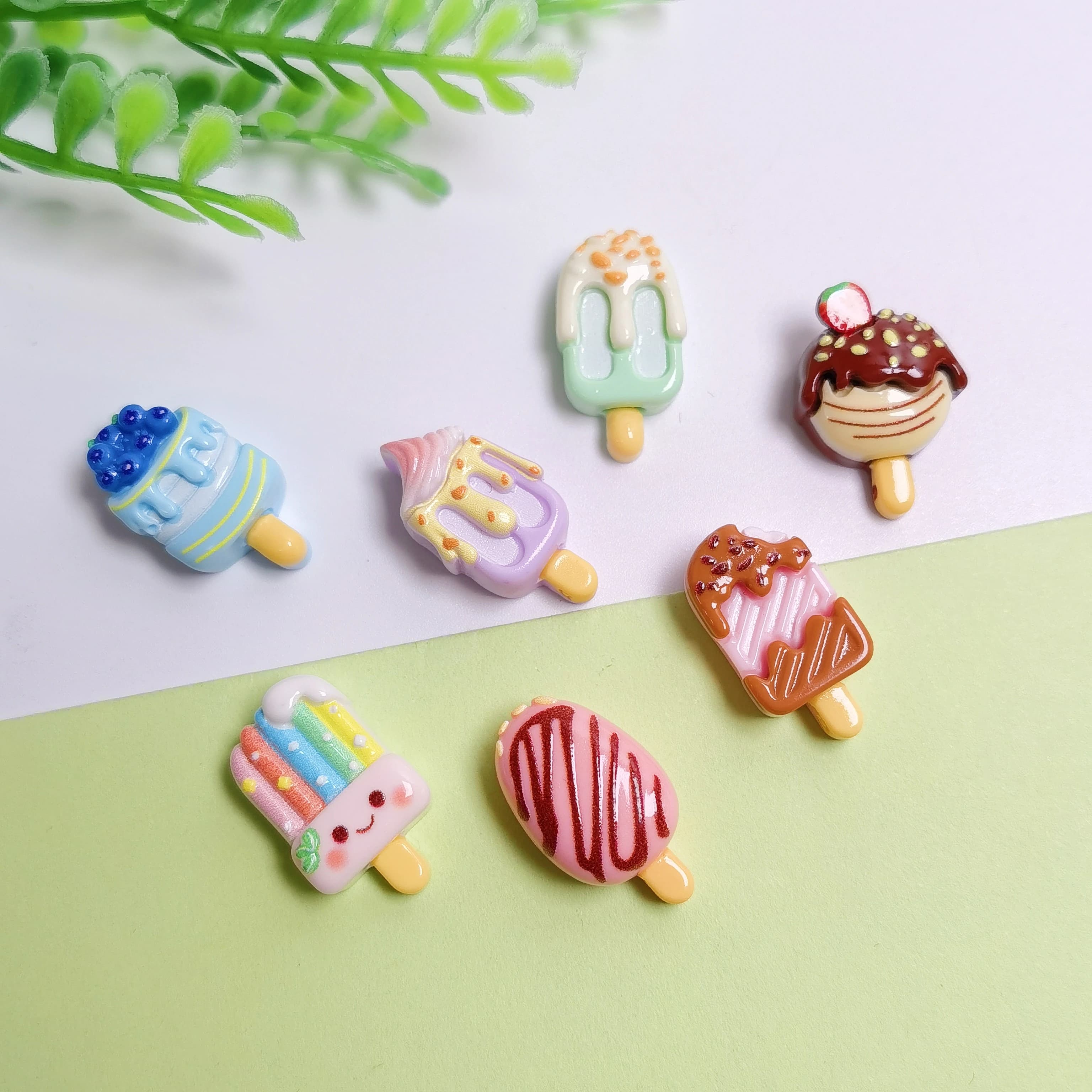 Kawaii Ice Cream Popsicle Flatback Resin Sweet Food Glossy Cabochon Scrapbooking Accessories Kids DIY Phone Cases Patch