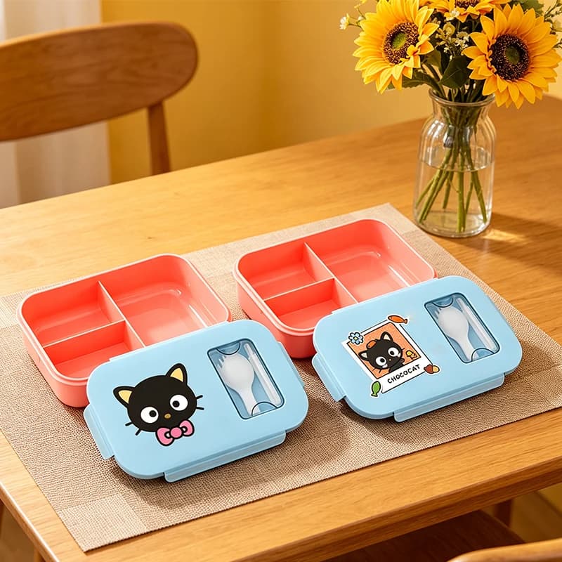 Chococat Lunch Box per Studenti Sanrio, Portatile per Ragazzi e Ragazze, Scaldabile nel Microonde, Contenitore per Alimenti per Bambini, Ideale per Picnic