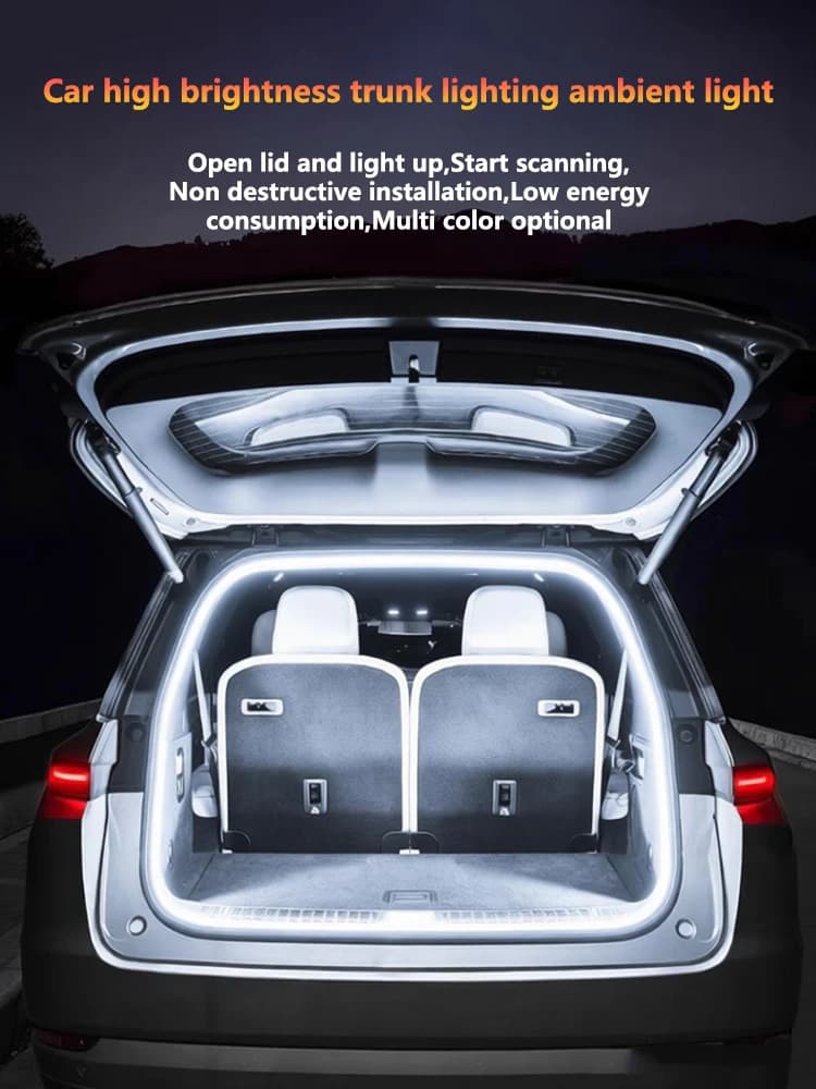 Car High Brightness Trunk Lighting Ambient Light Interior Decoration LED Wiring Free Automatic Sensing Tailgate 2/4M Light Strip