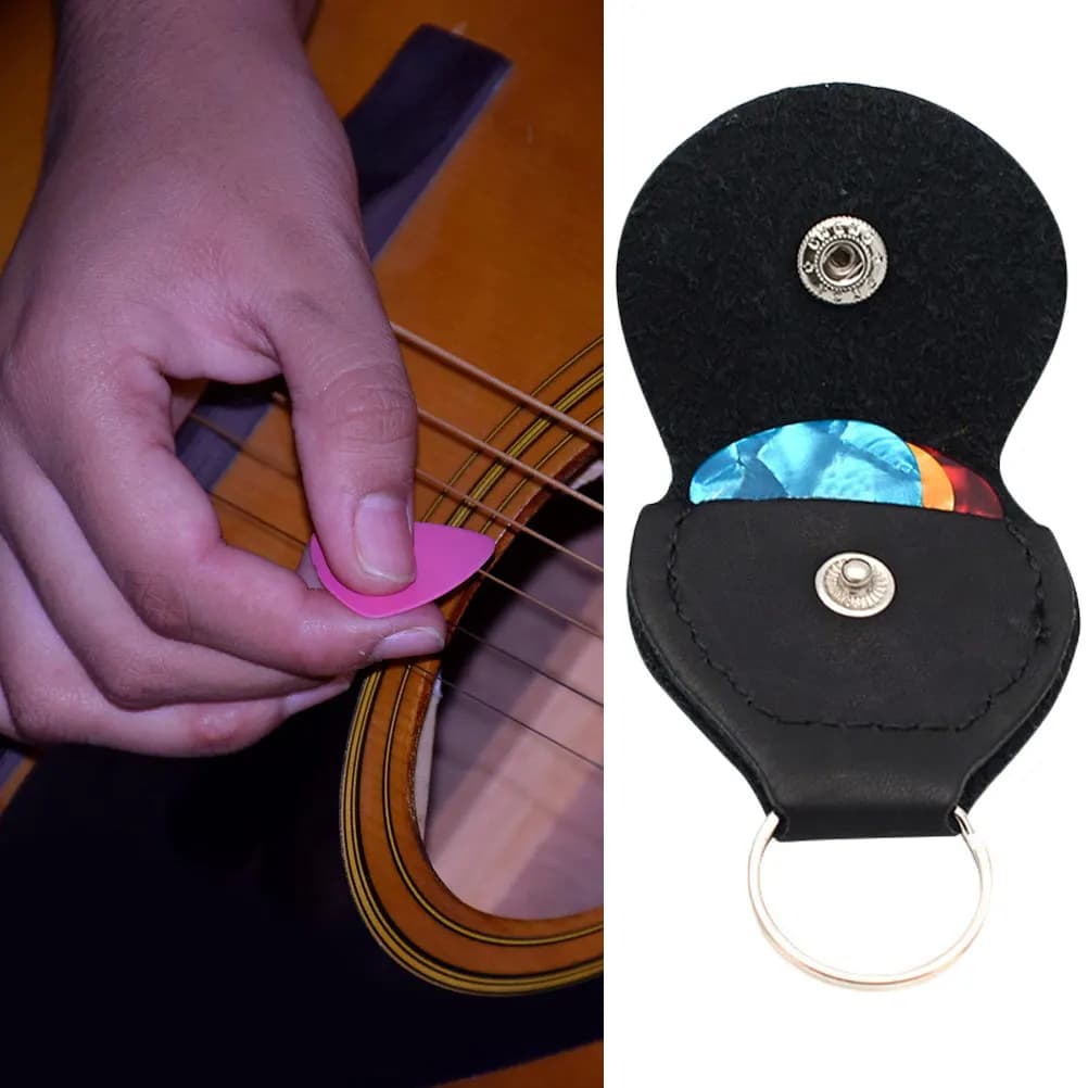 Set di 4 Porta Plettri per Chitarra, Custodie Portatili Compatte con Portachiavi per Accessori di Chitarra, Basso e Ukulele