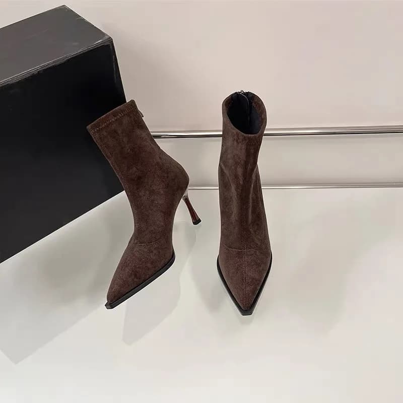 Pointed Ladies High Heel Ankle Boots 2025 Fashion Elegant Party Shoes New Ladies Elastic Slim Booties in Winter Zapatos De Mujer