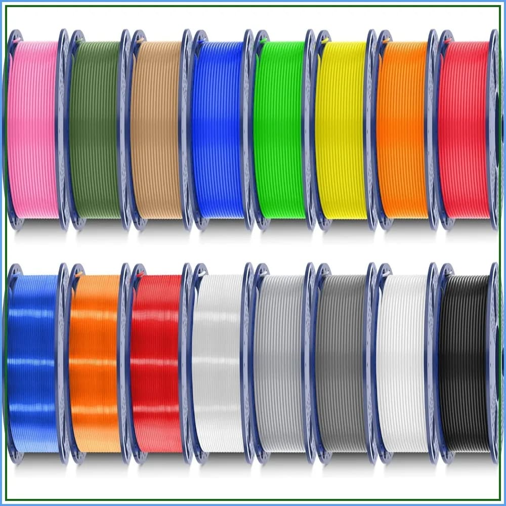 16 Color PLA Filament Bundle, Multicolor 3D Printer Filament 1.75mm, Individually Vacuum Packed, 0.25kg per Spool, 4kg Total, 16 Pack (4 Transparent + 12 Solid)