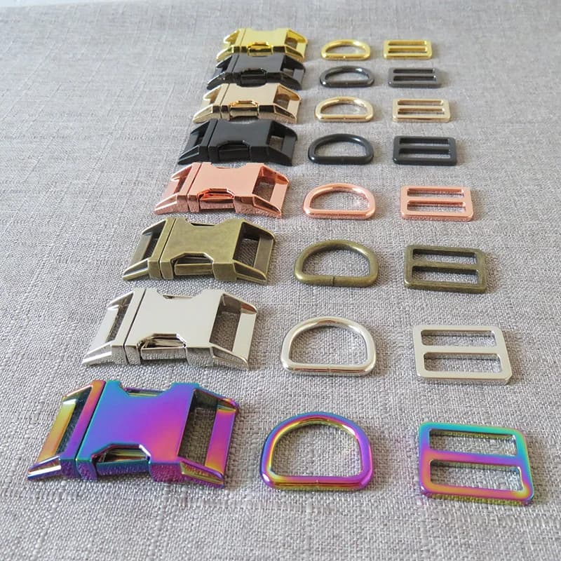 1 set di cursori di regolazione della cintura di rilascio degli anelli a D con fibbia in metallo resistente per hardware per accessori per cucire per collare per cani e animali domestici