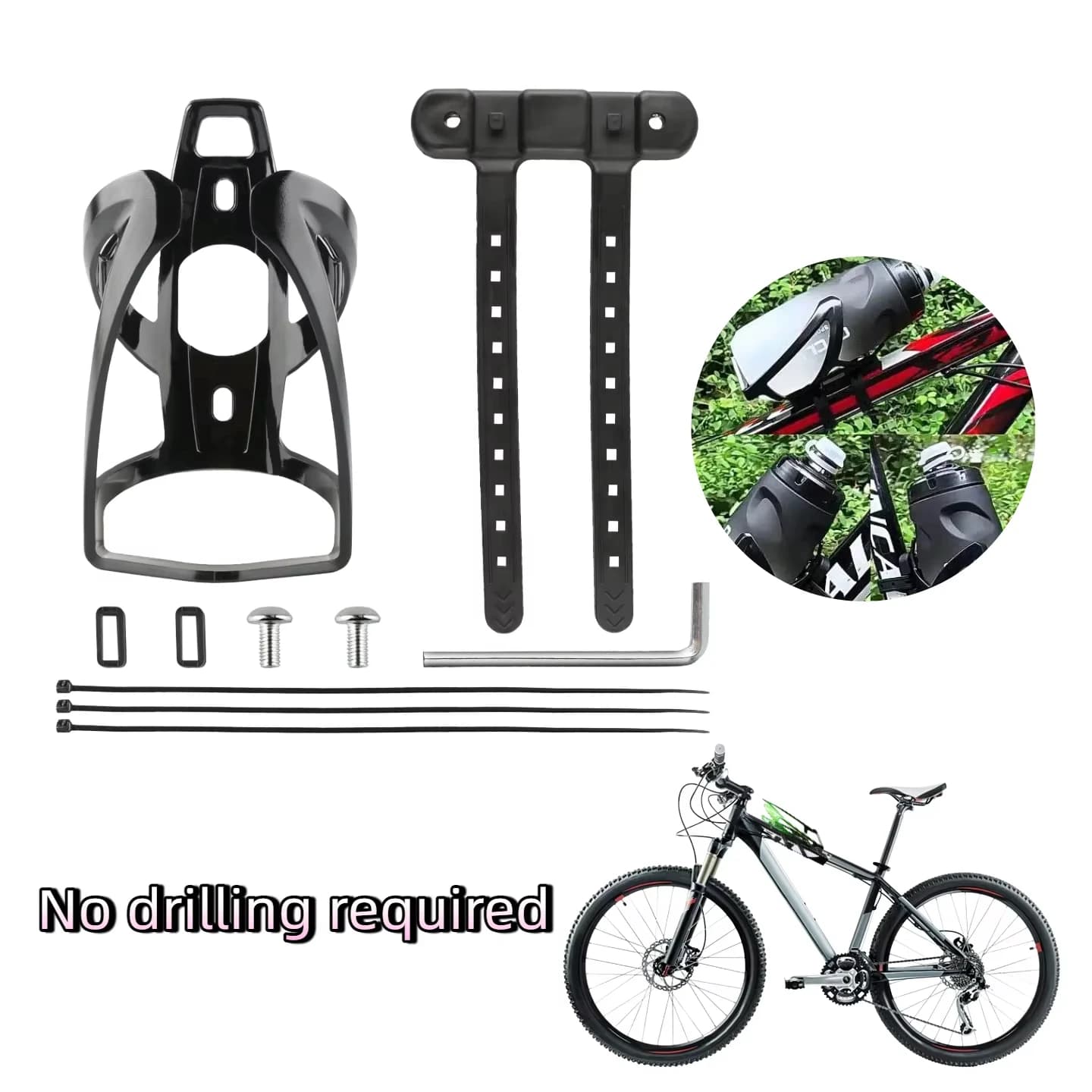 Portaborraccia ultraleggero per bicicletta, dotato di base di montaggio per bici da strada e mountain bike