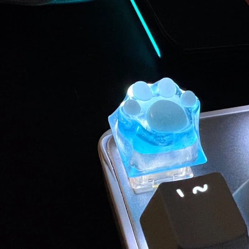 Cute translucent blue cat claw keycaps R4 ESC cross axis cherry mx switch game mechanical keyboard keycaps