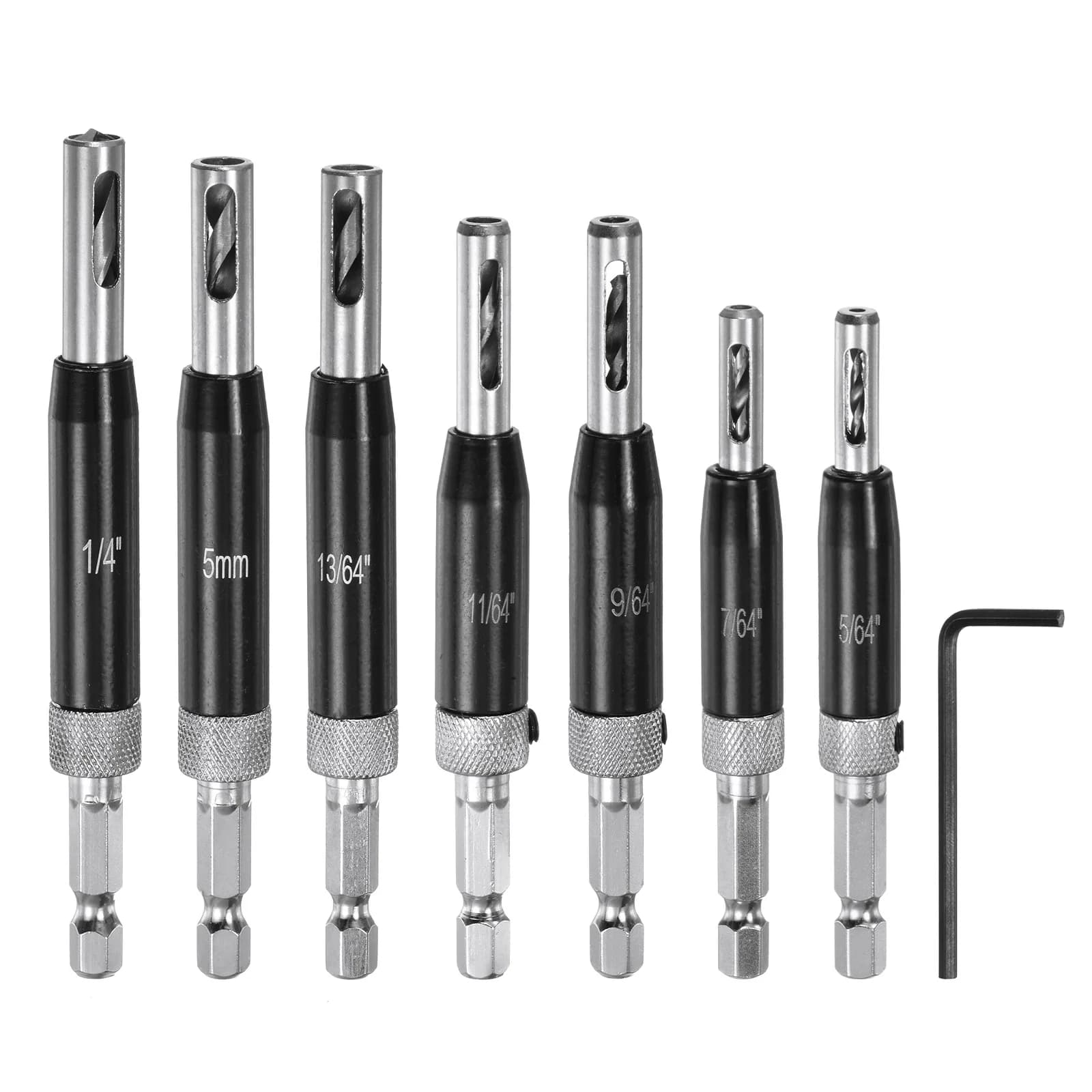 3/4/7/8pcs Self Centering Drill Bit Set Drilling Bits for Wood Working Cabinet Door Hinge Hole Punch Tool with Hex Keys L-Shape