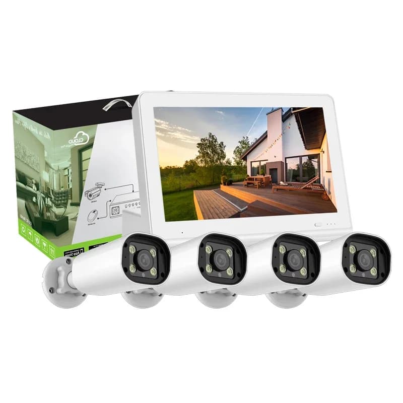 Sistema di telecamere poe Ip da 4 MP di sorveglianza HD con schermo Kit telecamera nvr poe 4 canali Set sistema cctv di sicurezza domestica nvr a 4 canali