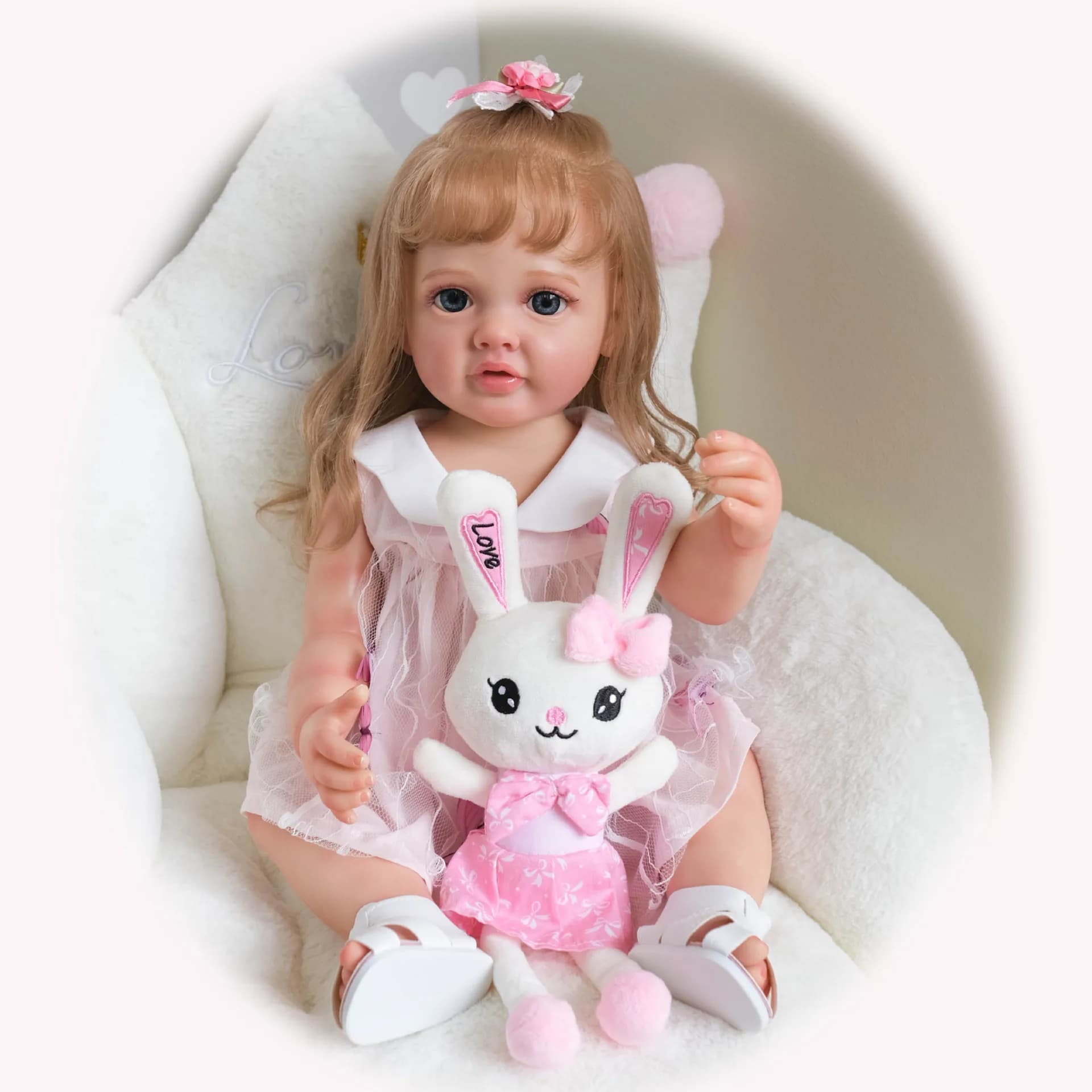 NPK 55CM Full Body Silicone Betty Waterproof Toddler Girl Doll Princess Lifelike Sof Touch 3D Skin Multiple Layers Painting Toy