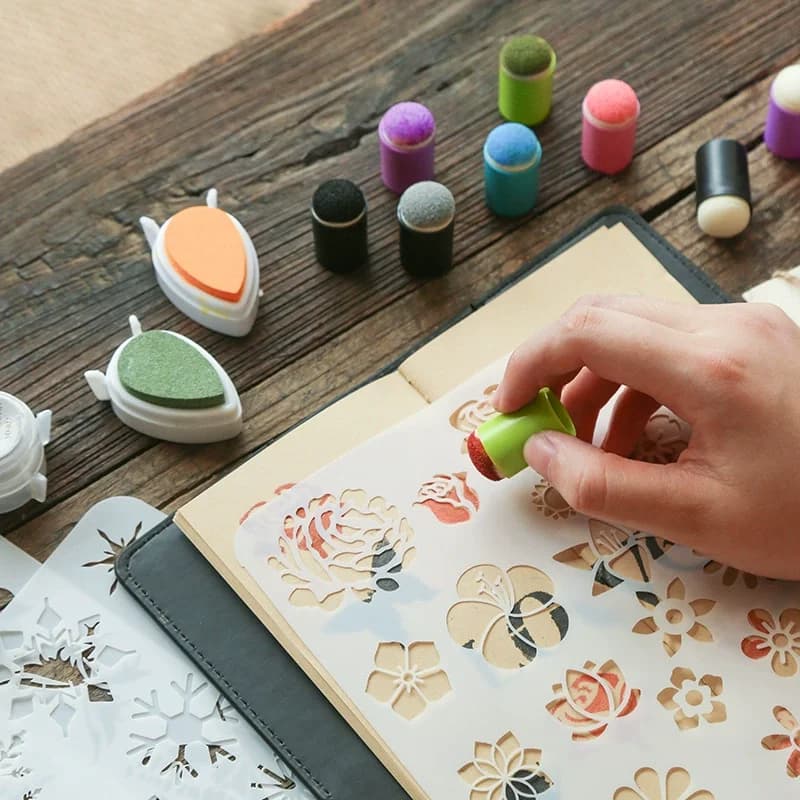 Finger Painting Kit Drawing Stencils Colorful Inkpad DIY Scrapbooking Creative Stationery Paint Tool School Craft Supplies 2025