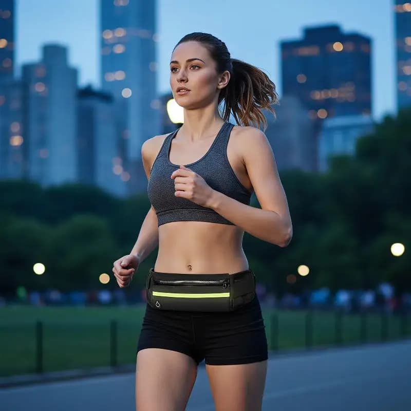 Slim Lightweight Running Waist Belt Water Resistant Adjustable Strap Reflective Strip for Gym Jogging Hiking Sports Pouch